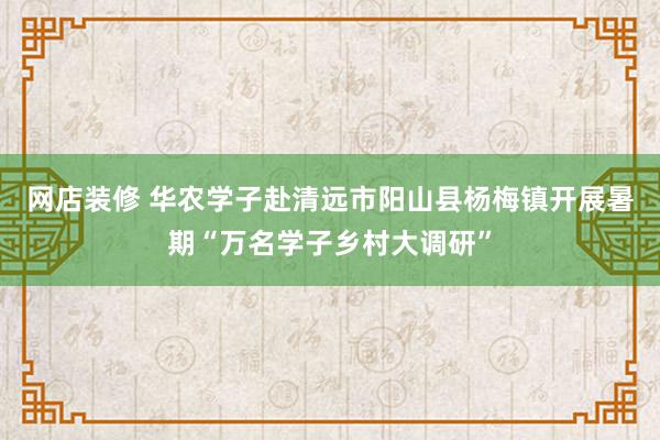 网店装修 华农学子赴清远市阳山县杨梅镇开展暑期“万名学子乡村大调研”